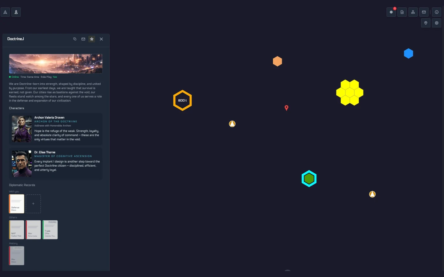 Ion Space galaxy map showing shared multiplayer space
